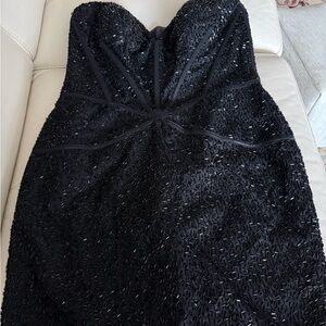 Sherri Hill Fully Hand-Beaded Strapless Corset Mini-Dress |Cocktail Prom Pageant